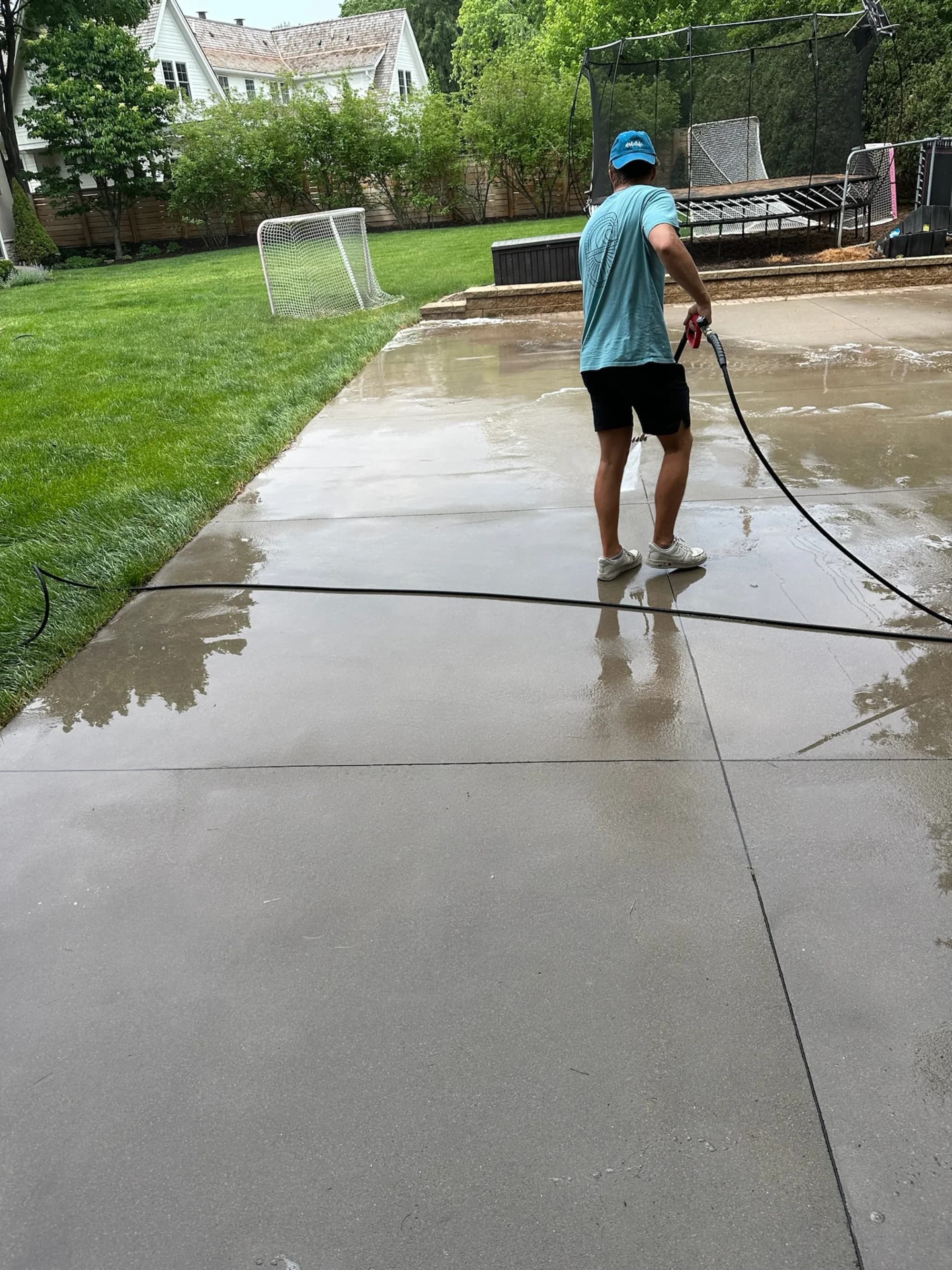 Clean backyard sport court after pressure washing — Twin Cities MN