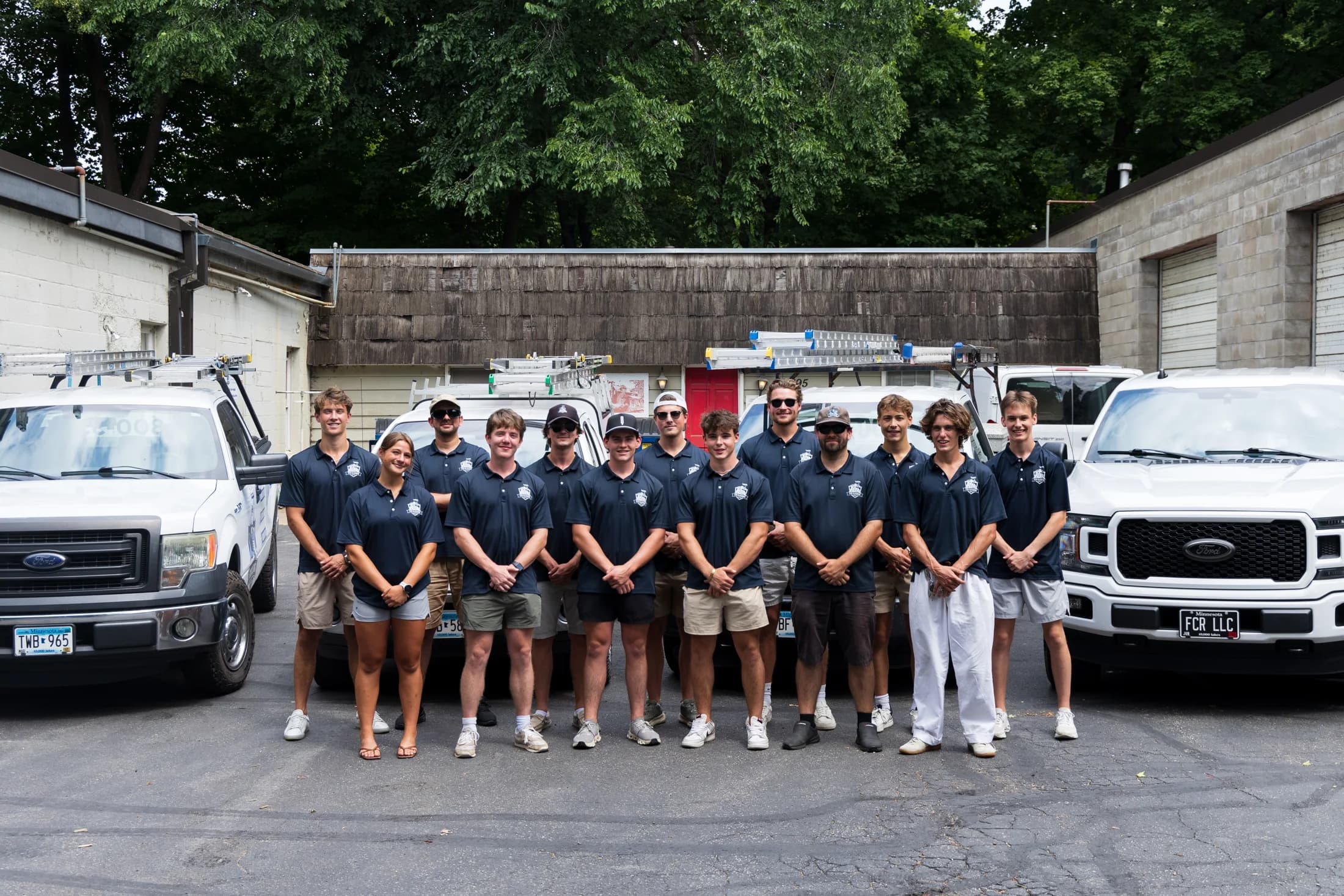 The full FCR Cleaning crew with the truck fleet at their Excelsior headquarters